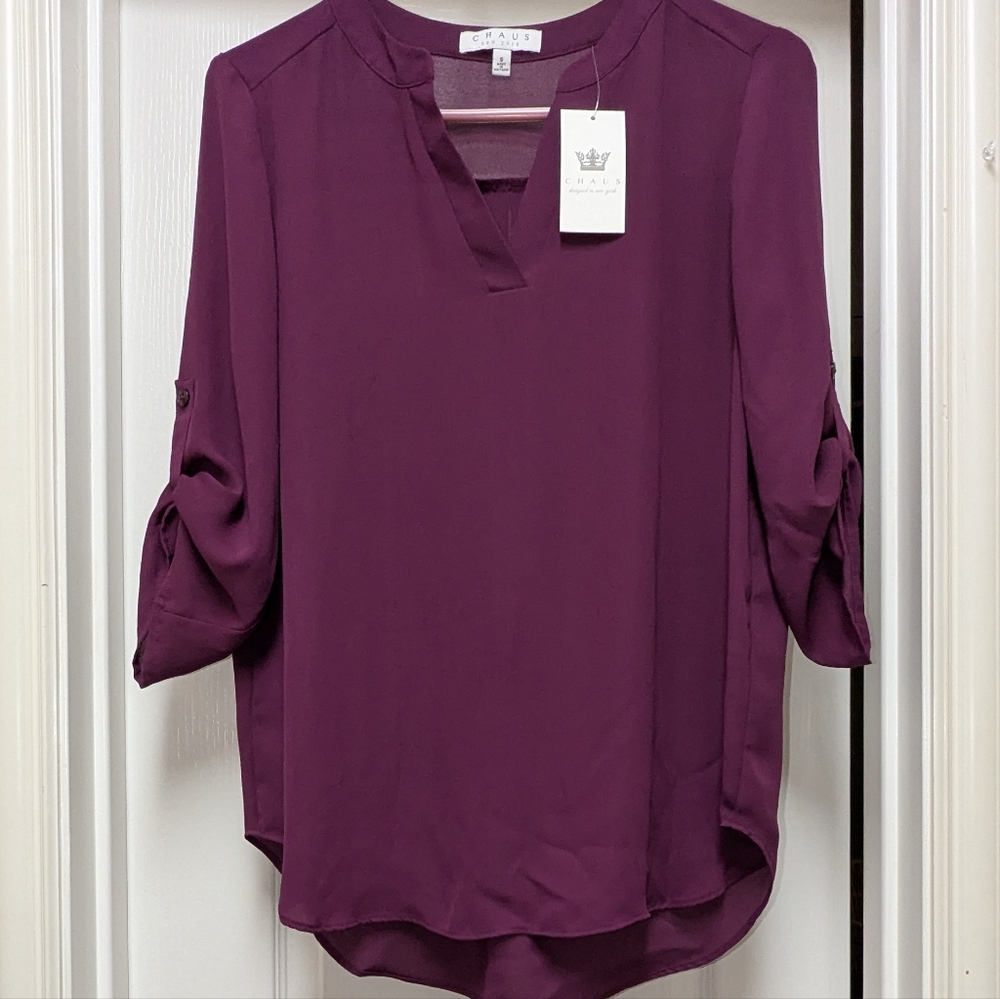 Chaus Purple Fig Color Blouse Small NWT